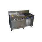 image of Comstock-Castle F33032-24-1RB 60" Gas Restaurant Range w/ (4) Open Burners, (1) 24" Griddle, (1) 12" Charbroiler, (1) Standard Oven, (1) Cabinet Base, 208.000 BTU 