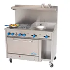image of Comstock-Castle F33033-48 72" Gas Restaurant Range w/ (4) Open Burners, (1) 48" Griddle, (1) Standard Oven, (1) Cabinet Base, 234.000 BTU 