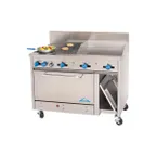 image of Comstock-Castle F3430-36B 48" Gas Restaurant Range w/ (2) Open Burners, 36" Raised Griddle, (1) Standard Oven, (1) Cabinet Base,156.000 BTU