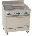 image of Comstock-Castle F330-24-1RB 36" Gas Restaurant Range w/ (1) 24" Griddle, (1) 12" Charbroiler, (1) Standard Oven, 108.000 BTU 