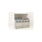 image of Comstock-Castle F33018-24 60" Gas Restaurant Range w/ (6) Open Burners, (1) 24" Griddle, (1) Standard Oven, (1) Space Saver Oven, 264.000 BTU 