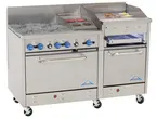 image of Comstock-Castle F33018-2RB 60" Gas Restaurant Range w/ (6) Open Burners, (1) 24" Charbroiler, (1) Standard Wide Oven, (1) Space Saver Oven, 276.000 BTU 
