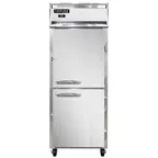 image of Continental Refrigerator 1RENPTHD 29" 1-Section Pass-Thru Refrigerator w/ 4 Half Solid Doors, Stainless Steel Front Aluminum Ends, 22 cu. ft.