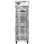 image of Continental 1RNSAGDHD 26" One Section Reach-In Refrigerator w/ 2 Glass Half Doors, Stainless Steel Exterior, 20 cu. ft.