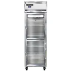 image of Continental 1RSNSAGDHD 26" One Section Reach-In Refrigerator w/ 2 Half Glass Doors, Stainless Steel Exterior, 16 cu. ft.