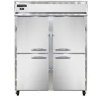image of Continental Refrigerator 2RENPTHD 57" 2-Section Pass-Thru Refrigerator w/ 8 Half Solid Doors, Stainless Steel Front Aluminum Ends, 52 cu. ft.