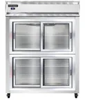 image of Continental 2RENSASGDHD 57" Two Section Reach-In Refrigerator w/ 4 Sliding Half Glass Doors, Stainless Steel Exterior, 50 cu.ft.