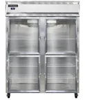image of Continental 2RENSSGDHD 57" 2-Section Reach-In Refrigerator w/ 4 Glass Half Doors, All Stainless Steel, 50 cu.ft.