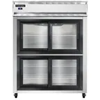 image of Continental 2RESNSGDHD 57" Two Section Reach-In Refrigerator w/ 4 Siliding Half Glass Doors, Stainless Steel Front Aluminum Exterior, 40 cu.ft.