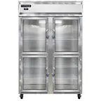 image of Continental Refrigerator 2RNGDHD 52" 2-Section Reach-In Refrigerator w/ 4 Glass Half Doors, Stainless Steel Front Aluminum Exterior, 48 cu.ft.