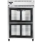 image of Continental Refrigerator 2RNSASGDHD 52" Two Section Reach-In Refrigerator w/ 4 Sliding Half Glass Doors, Stainless Steel Exterior, 48 cu.ft.