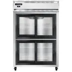 image of Continental Refrigerator 2RNSGDHD 52" Two Section Reach-In Refrigerator w/ 4 Sliding Half Glass Doors, Stainless Steel Front Aluminum Exterior, 48 cu.ft.