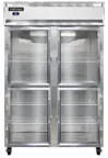 image of Continental Refrigerator 2RNSSGDHD 52" 2-Section Reach-In Refrigerator w/ 4 Half Glass Doors, All Stainless Steel, 48 cu.ft.
