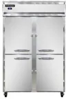 image of Continental Refrigerator 2RNSSHD 52" 2-Section Reach-In Refrigerator w/ 4 Half Solid Doors, All Stainless Steel, 48 cu.ft.