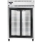 image of Continental Refrigerator 2RNSSSGD 52" 2-Section Reach-In Refrigerator w/ 2 Sliding Glass Doors, All Stainless Steel, 48 cu.ft.