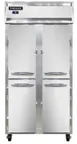 image of Continental Refrigerator 2RSESNSSHD 36" 2-Section Reach-In Refrigerator w/ 4 Solid Half Doors, All Stainless Steel, 24 cu.ft.