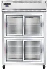 image of Continental Refrigerator 2RSNSSSGDHD 52" Two Section Reach-In Refrigerator w/ 4 Siliding Half Glass Doors, All Stainless Steel, 32 cu.ft.
