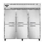 image of Continental Refrigerator 3RNPTHD 78" 3-Section Pass-Thru Refrigerator w/ 12 Half Solid Doors, Stainless Steel Front Aluminum Ends, 72 cu ft