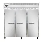 image of Continental Refrigerator 3RNPT 78" 3-Section Pass-Thru Refrigerator w/ 6 Solid Doors, Stainless Steel Front Aluminum Ends, 72 cu ft