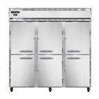 image of Continental Refrigerator 3RNSAPTHD 78" 3-Section Pass-Thru Refrigerator w/ 12 Half Solid Doors, Stainless Steel Exterior, 72 cu ft