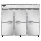 image of Continental Refrigerator 3RENSAPTHD 86" 3-Section Pass-Thru Refrigerator w/ 12 Half Solid Doors, Stainless Steel Exterior, 75 cu. ft.