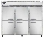 image of Continental Refrigerator 3RENSSHD 86" 3-Section Reach-In Refrigerator w/ 6 Solid Half Doors, All Stainless Steel, 73 cu.ft.
