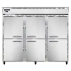 image of Continental Refrigerator 3RESNHD 86" 3-Section Reach-In Refrigerator w/ 6 Solid Half Doors, Stainless Steel Front Aluminum Exterior, 63 cu.ft.