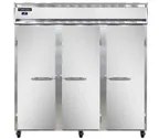 image of Continental Refrigerator 3RNSS 78" 3-Section Reach-In Refrigerator w/ 3 Solid Doors, All Stainless Steel, 70 cu.ft.