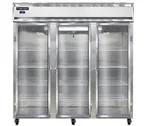 image of Continental Refrigerator 3RNSSGD 78" 3-Section Reach-In Refrigerator w/ 3 Glass Doors, All Stainless Steel, 70 cu.ft.