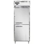 image of Continental Refrigerator D1RENPTHD 29" 1-Section Pass-Thru Refrigerator w/ 4 Half Solid Doors, Stainless Steel Front Aluminum Ends, 22 cu. ft.