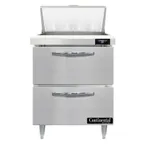 image of Continental Refrigerator D27N8-D 27" One Section Sandwich / Salad Prep Table w/ 2 Drawers, 8 Pans