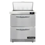 image of Continental Refrigerator D27N8-FB-D 27" One Section Sandwich / Salad Prep Table w/ 2 Drawers, 8 Pans