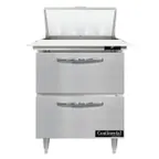 image of Continental Refrigerator D27N8C-D 27" One Section Sandwich / Salad Prep Table w/ 2 Drawers, 8 Pans