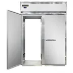 image of Continental Refrigerator D2RINRT 68" 2-Section Roll-Thru Refrigerator w/ 4 Solid Doors, Stainless Steel Front Aluminum Ends