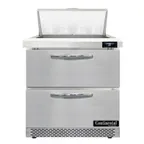 image of Continental Refrigerator D32N8-FB-D 32" One Section Sandwich / Salad Prep Table w/ 2 Drawers, 8 Pans