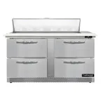 image of Continental Refrigerator D60N12C-FB-D 60" Sandwich / Salad Prep Table w/ 4 Drawers, 12 Pans