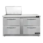 image of Continental Refrigerator D60N12M-FB-D 60" Mega Top Sandwich Prep Table w/ 4 Drawers, 12 pans