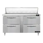 image of Continental Refrigerator D60N16-D 60" Two Section Sandwich / Salad Prep Table w/ 4 Drawers, 16 Pans