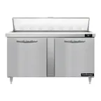 image of Continental Refrigerator D60N16 60" Two Section Sandwich / Salad Prep Table w/ 2 Doors, 16 Pans