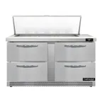 image of Continental Refrigerator D60N18M-FB-D 60" Mega Top Sandwich Prep Table w/ 4 Drawers, 18 pans