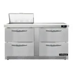 image of Continental Refrigerator D60N8-FB-D 60" Sandwich / Salad Prep Table w/ 4 Drawers, 8 Pans