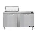 image of Continental Refrigerator D60N8 60" Two Section Sandwich / Salad Prep Table w/ 2 Doors, 8 Pans