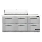 image of Continental Refrigerator D72N12C-FB-D 72" Sandwich / Salad Prep Table w/ 6 Drawers, 12 Pans