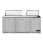 image of Continental Refrigerator D72N18-FB 72" Sandwich / Salad Prep Table w/ 3 Doors, 18 Pans