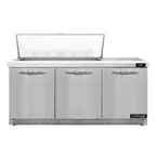 image of Continental Refrigerator D72N18M-FB 72" Mega Top Sandwich Prep Table w/ 3 Doors, 18 pans