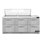 image of Continental Refrigerator D72N24M-FB-D 72" Mega Top Sandwich Prep Table w/ 6 Drawers, 24 pans