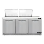 image of Continental Refrigerator D72N24M-FB 72" Mega Top Sandwich Prep Table w/ 3 Doors, 24 pans