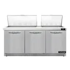 image of Continental Refrigerator D72N27M-FB 72" Mega Top Sandwich Prep Table w/ 3 Doors, 27 pans