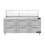 image of Continental Refrigerator D72N30M-D 72" Mega Top Sandwich Prep Table w/ 6 Drawers, 30 pans
