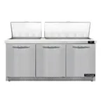 image of Continental Refrigerator D72N30M-FB 72" Mega Top Sandwich Prep Table w/ 3 Doors, 30 pans